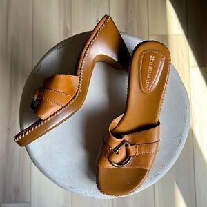 Naturalizer Jaselle Platform Tan Leather Sandal Wedge Beach Vacation Heel